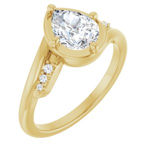18K Yellow Gold 8x6 mm Pear Ring Mounting