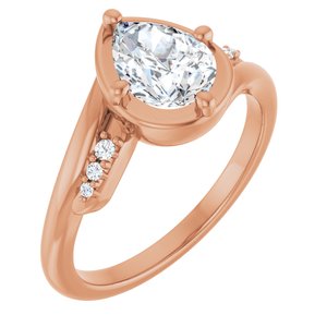 14K Rose Gold 8x6 mm Pear Ring Mounting