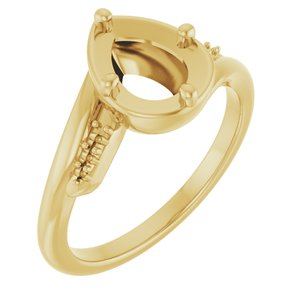 18K Yellow Gold 8x6 mm Pear Ring Mounting – image 2