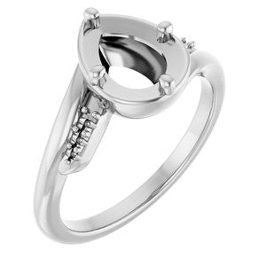 18K White Gold 8x6 mm Pear Ring Mounting – image 2