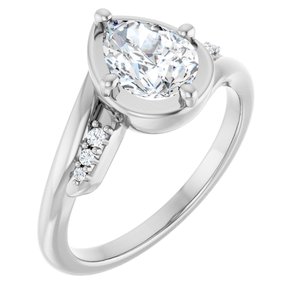 10K White Gold 8x6 mm Pear Ring Mounting