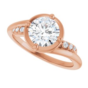 18K Rose Gold 7 mm Round Ring Mounting – image 8