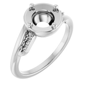 10K White Gold 7 mm Round Ring Mounting – image 2