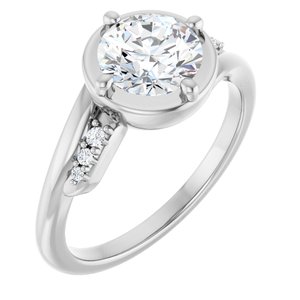 18K White Gold 7 mm Round Ring Mounting