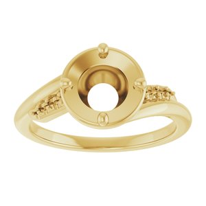 18K Yellow Gold 7 mm Round Ring Mounting – image 6