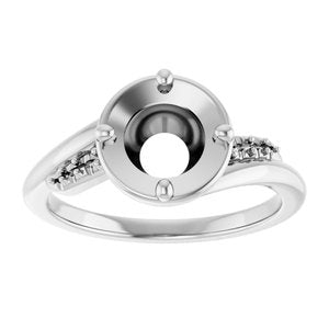 14K White Gold 7 mm Round Ring Mounting – image 6
