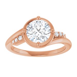 18K Rose Gold 7 mm Round Ring Mounting – image 5