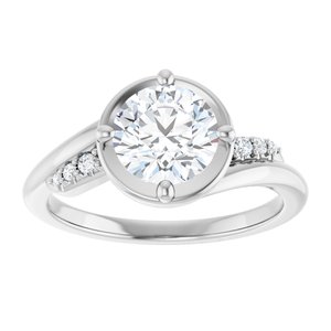 18K White Gold 7 mm Round Ring Mounting – image 5