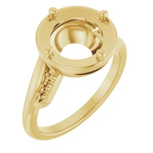 14K Yellow Gold 9.4 mm Round Ring Mounting – image 2