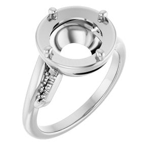 14K X1 White Gold 9.4 mm Round Ring Mounting – image 2
