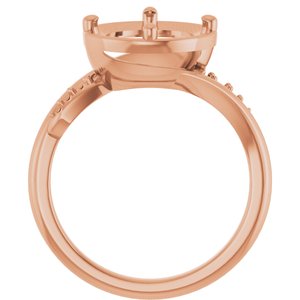 18K Rose Gold 9.4 mm Round Ring Mounting – image 4