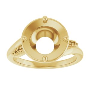 18K Yellow Gold 9.4 mm Round Ring Mounting – image 6