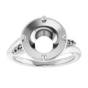 14K X1 White Gold 9.4 mm Round Ring Mounting – image 6