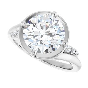14K X1 White Gold 9.4 mm Round Ring Mounting – image 8