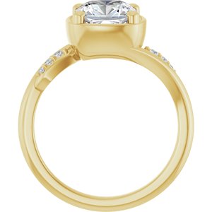 18K Yellow Gold 7.5x7.5 mm Cushion Ring Mounting – image 3