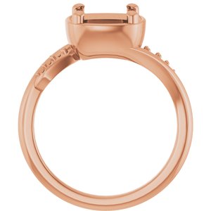 18K Rose Gold 7.5x7.5 mm Cushion Ring Mounting – image 4