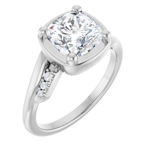 18K White Gold 7.5x7.5 mm Cushion Ring Mounting