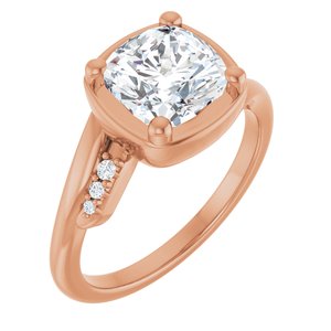 18K Rose Gold 7.5x7.5 mm Cushion Ring Mounting
