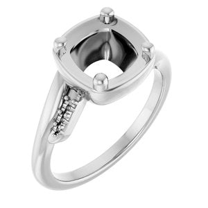 Continuum Sterling Silver 7.5x7.5 mm Cushion Ring Mounting – image 2