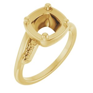 14K Yellow Gold 7.5x7.5 mm Cushion Ring Mounting – image 2