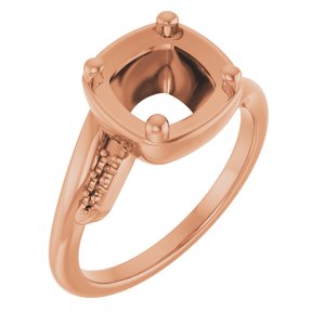 14K Rose Gold 7.5x7.5 mm Cushion Ring Mounting – image 2