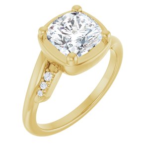 14K Yellow Gold 7.5x7.5 mm Cushion Ring Mounting