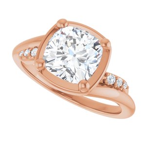 10K Rose Gold 7.5x7.5 mm Cushion Ring Mounting – image 8