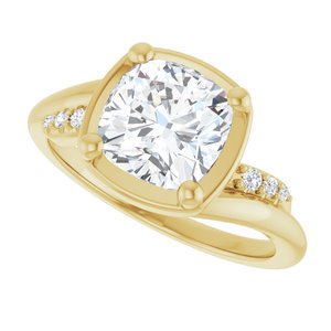 18K Yellow Gold 7.5x7.5 mm Cushion Ring Mounting – image 8