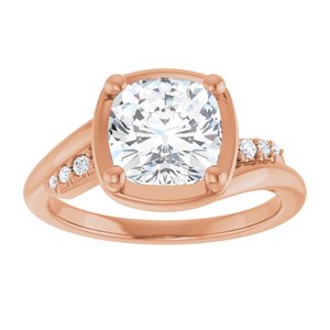 10K Rose Gold 7.5x7.5 mm Cushion Ring Mounting – image 5