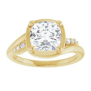 14K Yellow Gold 7.5x7.5 mm Cushion Ring Mounting – image 5