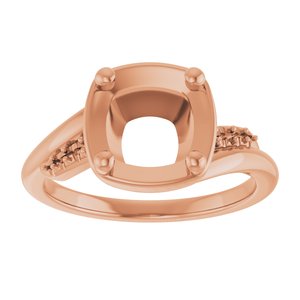 18K Rose Gold 7.5x7.5 mm Cushion Ring Mounting – image 6