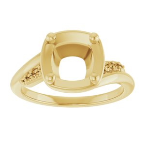 18K Yellow Gold 7.5x7.5 mm Cushion Ring Mounting – image 6