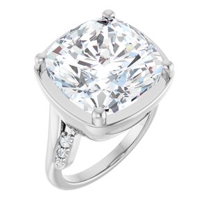 10K White Gold 14x14 mm Cushion Ring Mounting