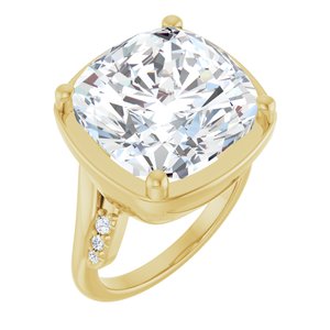 10K Yellow Gold 14x14 mm Cushion Ring Mounting