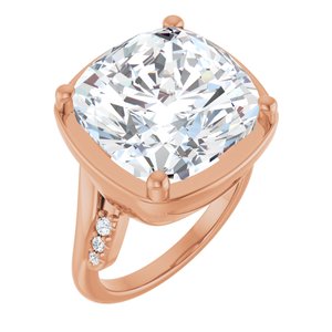 14K Rose Gold 14x14 mm Cushion Ring Mounting