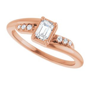 14K Rose Gold 4.5x3 mm Emerald Ring Mounting – image 8