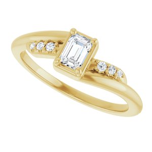 14K Yellow Gold 4.5x3 mm Emerald Ring Mounting – image 8