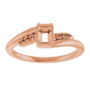 10K Rose Gold 4.5x3 mm Emerald Ring Mounting – image 6
