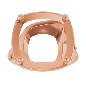 14K Rose Gold 14x14 mm Cushion Ring Mounting – image 6