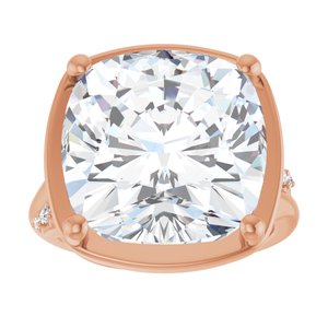 14K Rose Gold 14x14 mm Cushion Ring Mounting – image 5