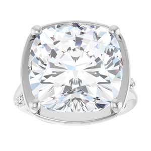 14K White Gold 14x14 mm Cushion Ring Mounting – image 5