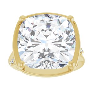 18K Yellow Gold 14x14 mm Cushion Ring Mounting – image 5