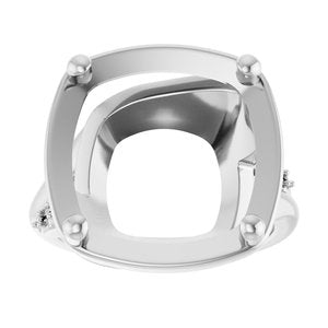 14K X1 White Gold 14x14 mm Cushion Ring Mounting – image 6