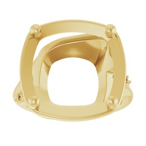 18K Yellow Gold 14x14 mm Cushion Ring Mounting – image 6