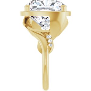 14K Yellow Gold 14x14 mm Cushion Ring Mounting – image 7