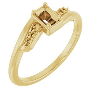10K Yellow Gold 4.5x3 mm Emerald Ring Mounting – image 2