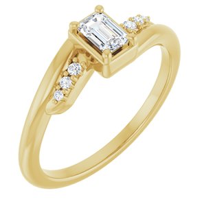 10K Yellow Gold 4.5x3 mm Emerald Ring Mounting
