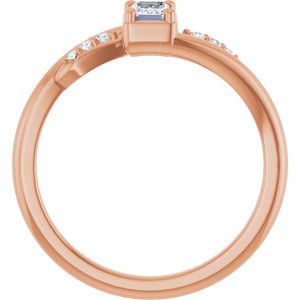 14K Rose Gold 4.5x3 mm Emerald Ring Mounting – image 3