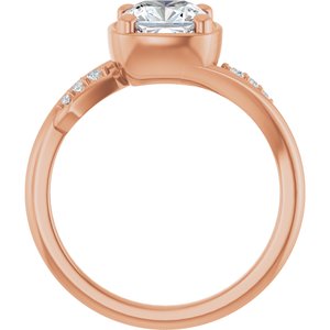 10K Rose Gold 6.5x6.5 mm Cushion Ring Mounting – image 3