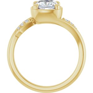 10K Yellow Gold 6.5x6.5 mm Cushion Ring Mounting – image 3